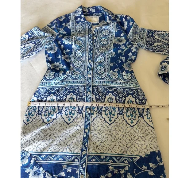 Anthropologie Printed V-Neck Buttonfront Shirtdress XS - Picture 14 of 16